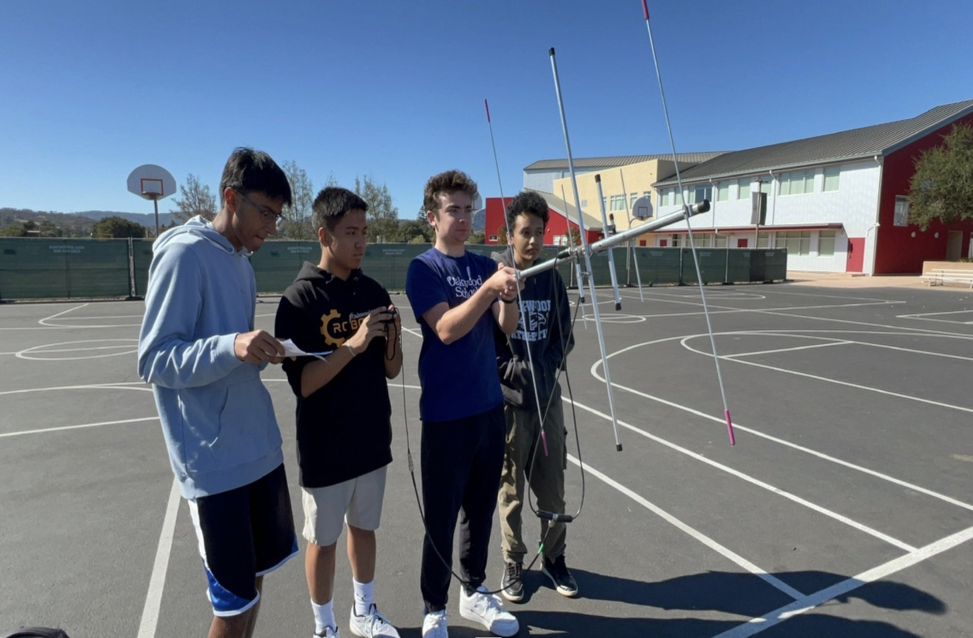 Oakwood students receiving an ARISS contact using a directional antenna